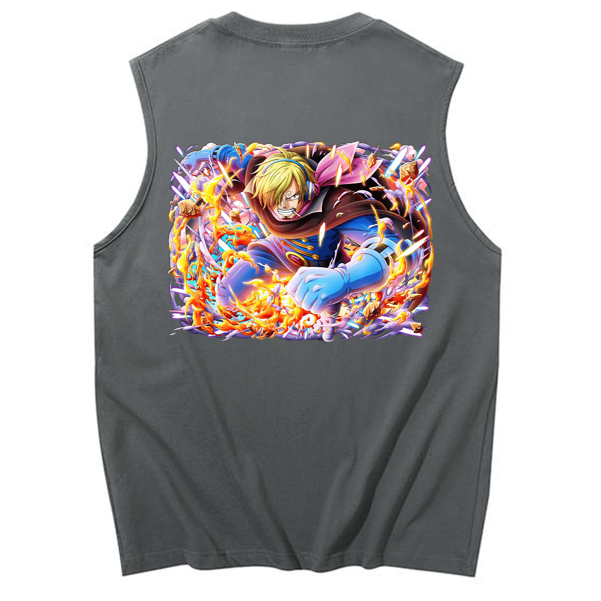 （画像用） ワンピース サンジ ONE PIECE Sanji コットン100％タンクトップ（背面プリント）